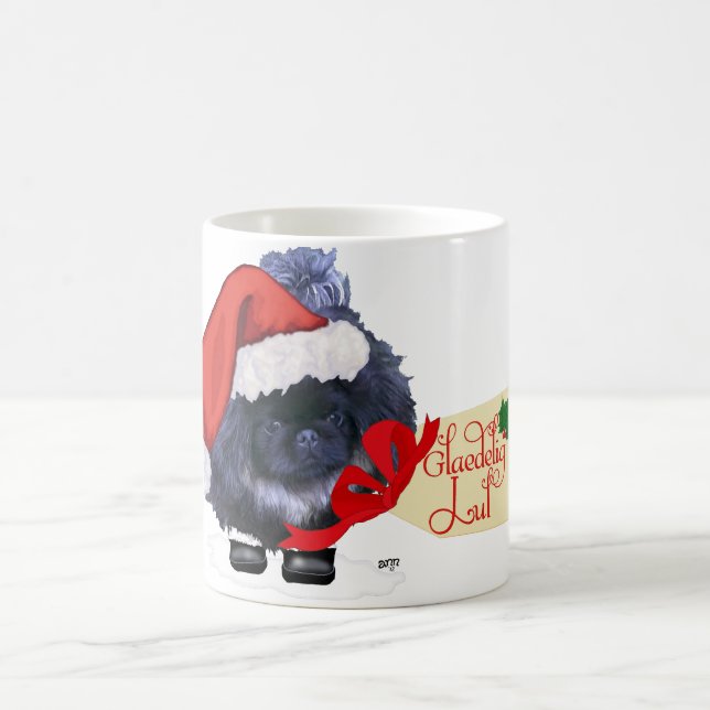 Pekingese Puppy Christmas Coffee Mug (Center)