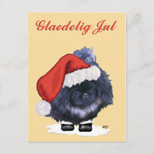 Pekingese Puppy Christmas Holiday Postcard