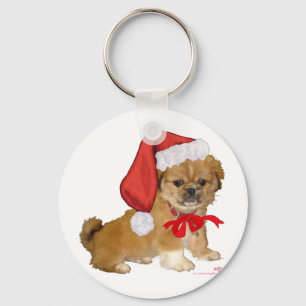 Pekingese Puppy Christmas Key Ring