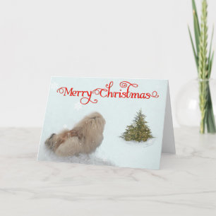 Pekingese Puppy First Christmas Holiday Card