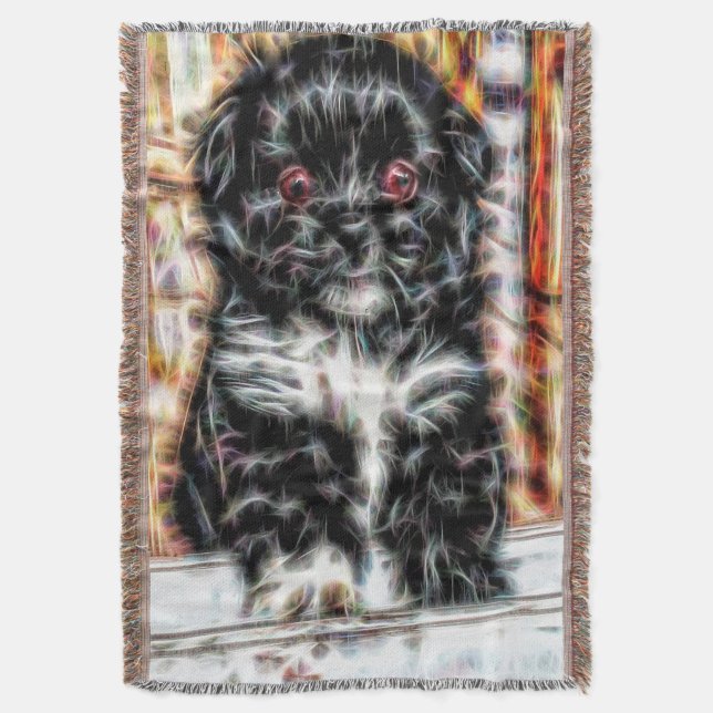 Pekingese Puppy Throw Blanket (Front Vertical)