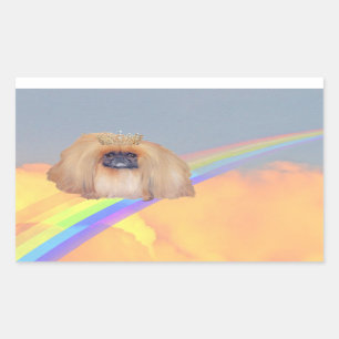 Pekingese Rainbow Rectangular Sticker