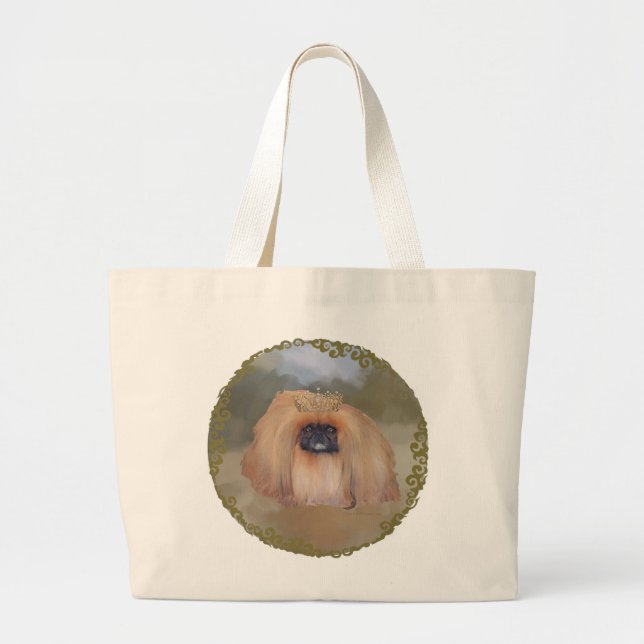 Pekingese Royal Large Tote Bag (Front)