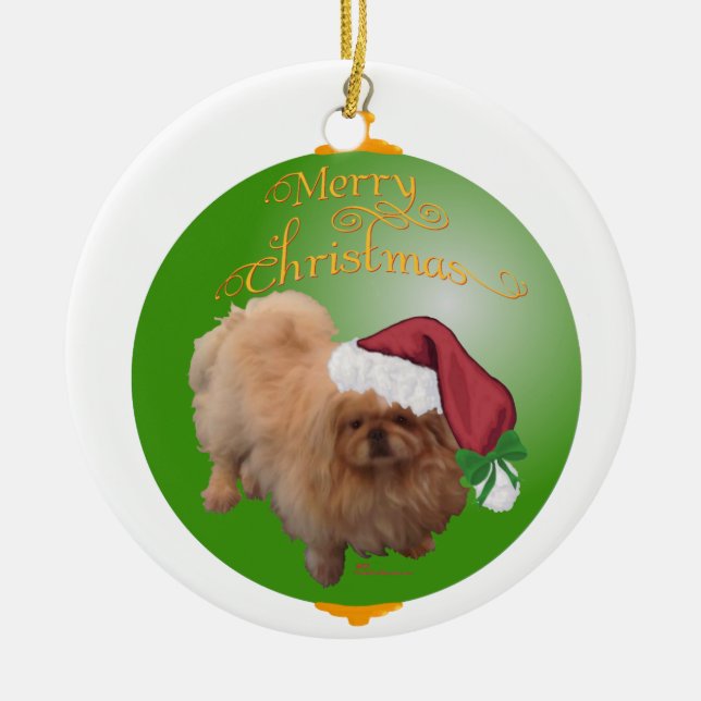 Pekingese Santa Ornament (Front)