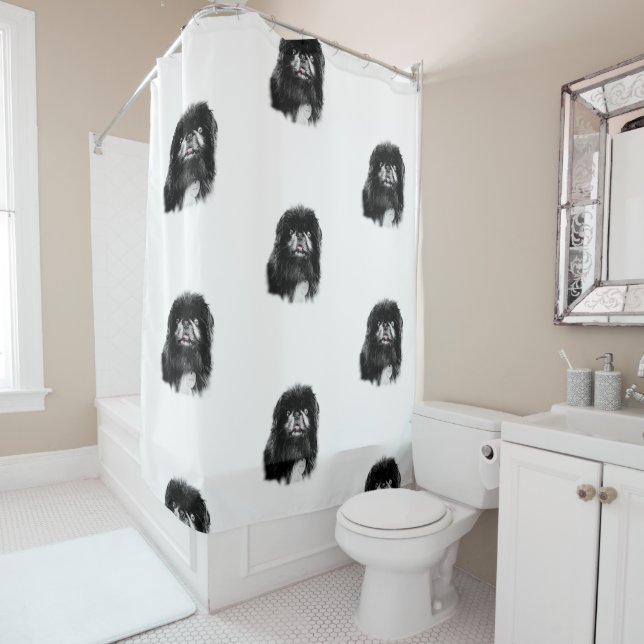 Pekingese Shower Curtain "Mork" (In Situ)