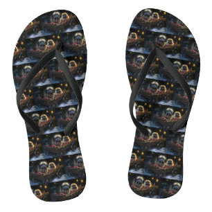 Pekingese Snowy Sleigh Christmas Decor Jandals