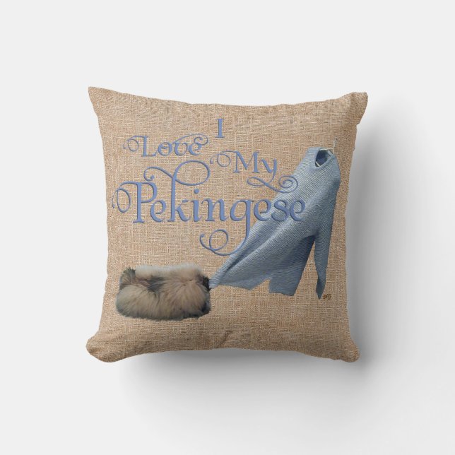 Pekingese Tug-O-War Cushion (Front)