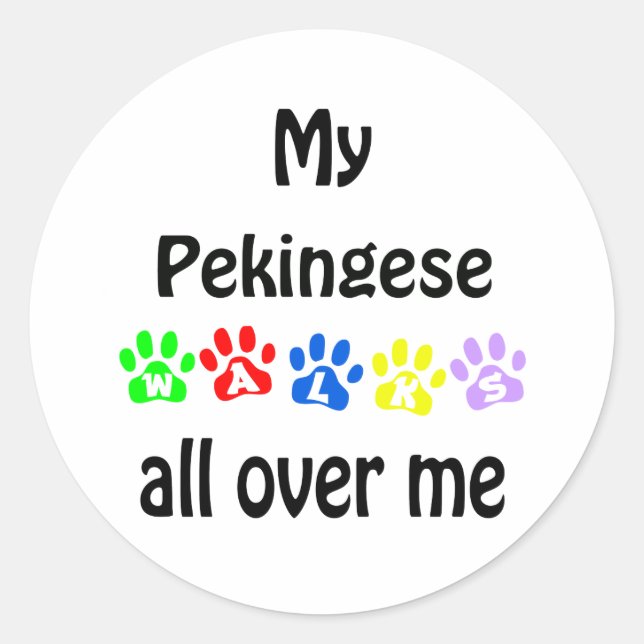 Pekingese Walks Design Classic Round Sticker (Front)