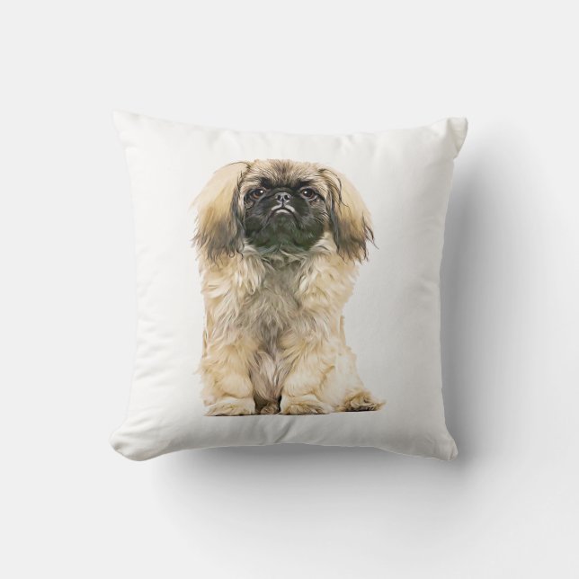 Pekingese Water Colour Art Painting Cushion (Front)