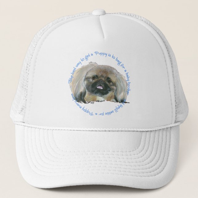 Pekingese Wisdom - How to get a Puppy Trucker Hat (Front)