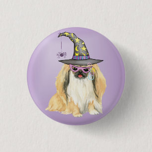 Pekingese Witch Pinback Button