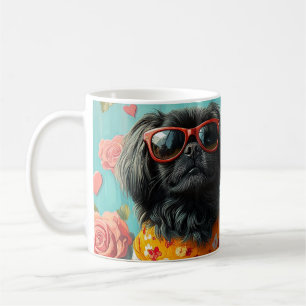 Pekingese With Heart Roses Valentine's Day Coffee Mug