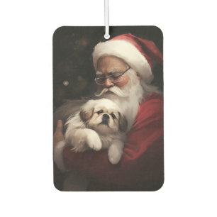 Pekingese With Santa Claus Festive Christmas Car Air Freshener