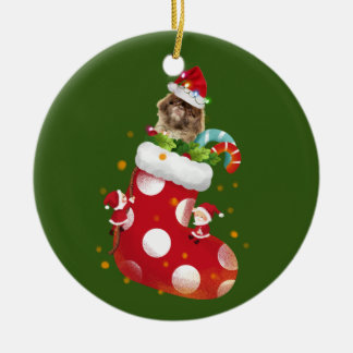 Pekingese With Socking Ceramic Tree Decoration