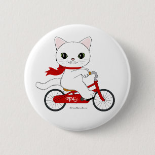 Peko the white cat 6 cm round badge