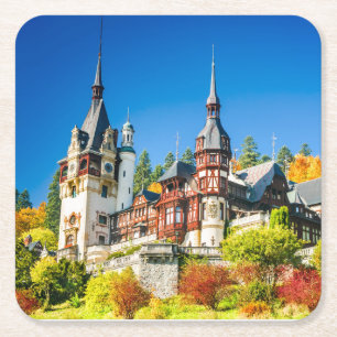 Peles castle Sinaia Square Paper Coaster