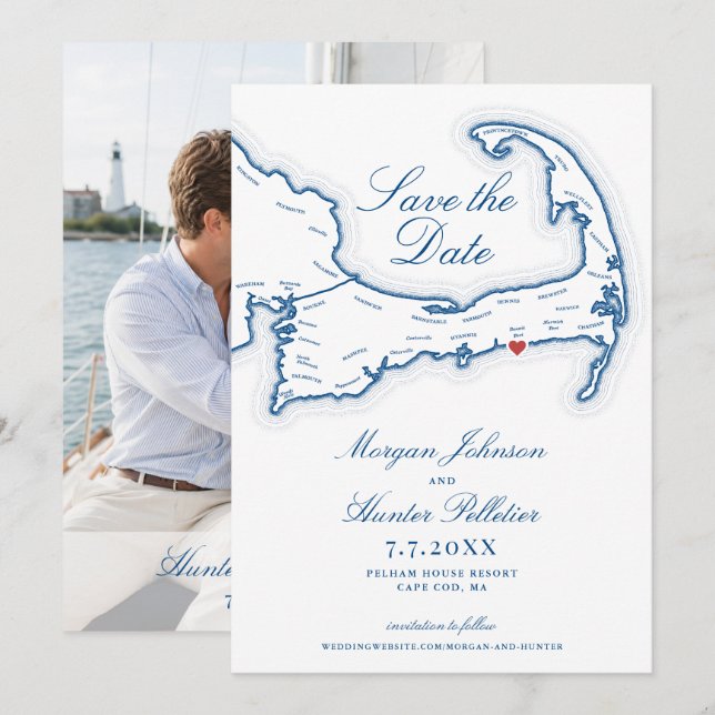 Pelham House Resort Save the Date | Cape Cod Map (Front/Back)