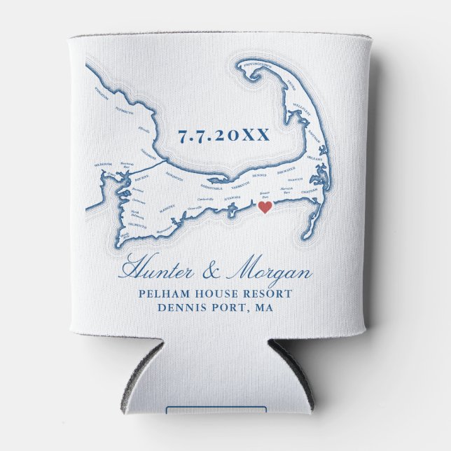 Pelham House Resort Wedding Favour Cape Cod  Can Cooler (Front)