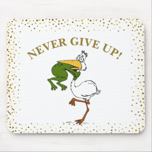 Pelican and Frog Never Give Up Mouse Pad