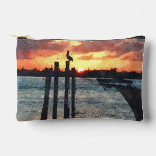 Pelican at Sunset Waterfront Zip Pouch