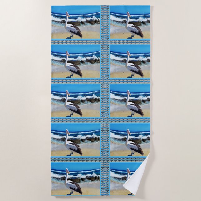 Pelican Beach Life Is Perfect, Beach Towel (Front)