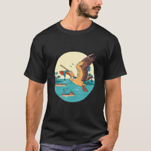 Pelican Bird Island Boat Fish Catch Tropical Bird T-Shirt