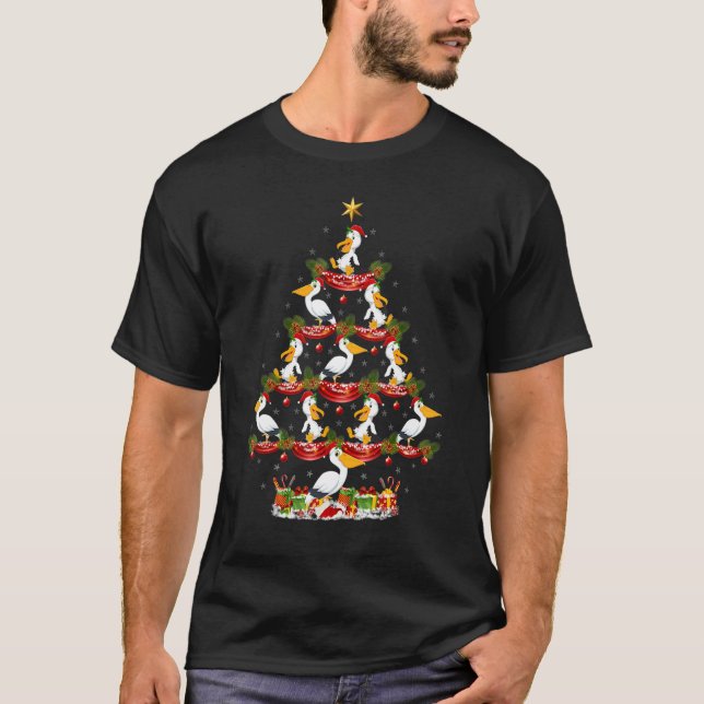 Pelican Bird   Xmas Holiday Santa Pelican Christma T-Shirt (Front)