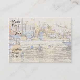 Pelican Birds Sailboats Boats Harbour Ocean Sea Business Card
