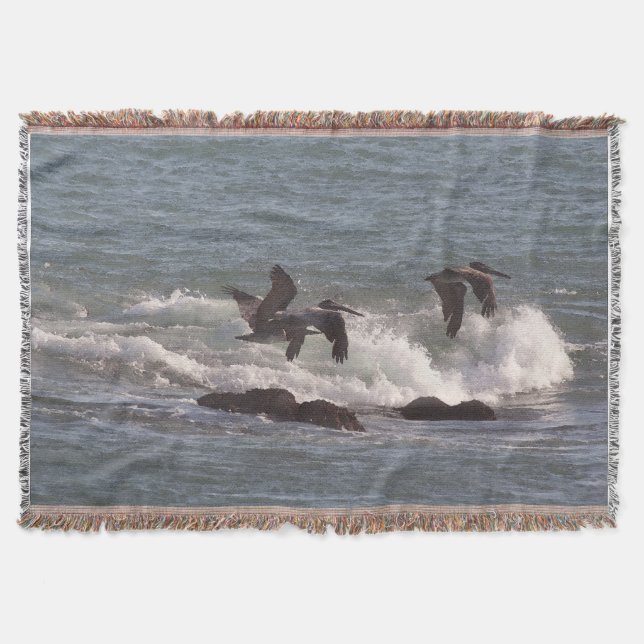 Pelican Birds Wildlife Animals Throw Blanket (Front)