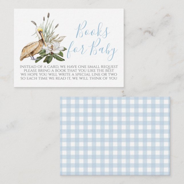 Pelican Boy Baby Shower Book Request Card (Front/Back)