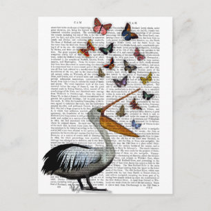 Pelican & Butterflies Postcard