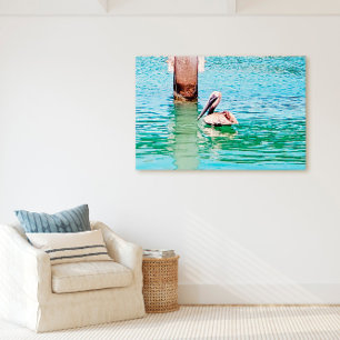 Pelican Chilling In The Florida Keys Ocean Canvas Print