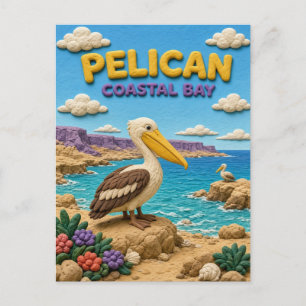Pelican, Coastal Bay Clay Art Postcard