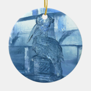 Pelican Ice Sculpture, Quebec, Canada Ceramic Tree Decoration