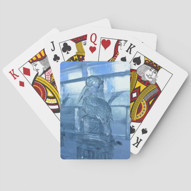 Pelican Ice Sculpture, Quebec, Canada Playing Cards (Back)