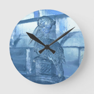 Pelican Ice Sculpture, Quebec, Canada Round Clock