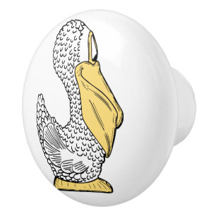 Pelican illustration kids' room ceramic knob