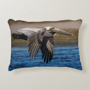 Pelican in flight decorative cushion