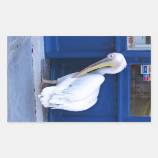 Pelican in Greece Rectangular Sticker