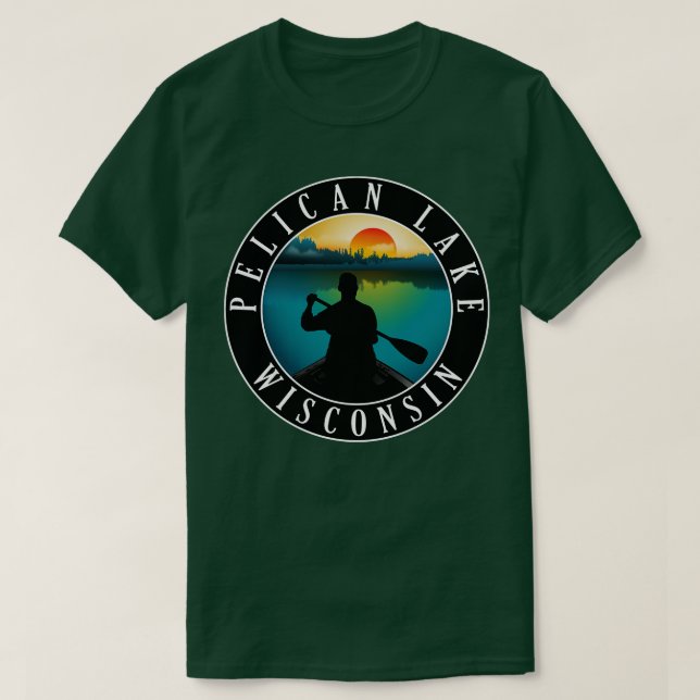 Pelican Lake Wisconsin Canoeing T-Shirt (Design Front)
