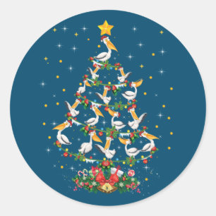 Pelican Lover Xmas Gift Matching Pelican Christmas Classic Round Sticker