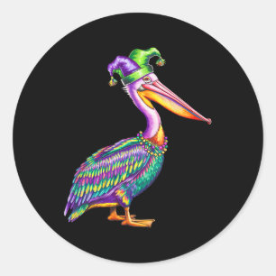 Pelican Mardi Gras Carnival Animal Lover Mens Wome Classic Round Sticker
