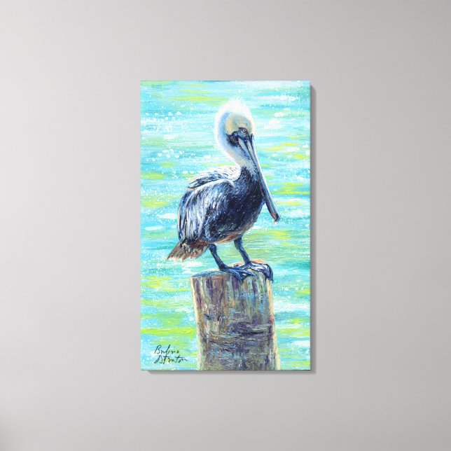 "Pelican on a Pole" Gallery Wrapped Canvas Print (Front)