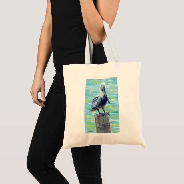 "Pelican on a Pole" Tote Bag (Front (Product))