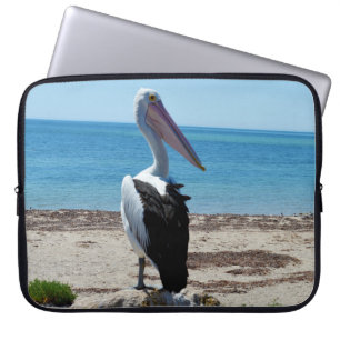 Pelican On Beach Rock, Laptop Sleeve