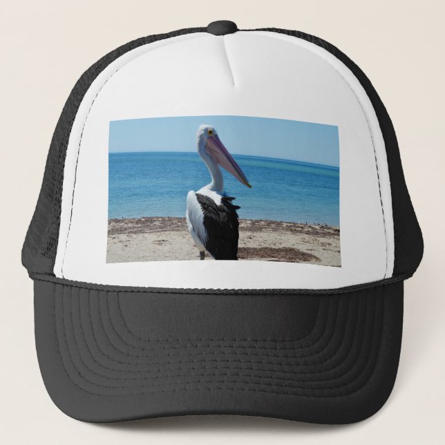 Pelican On Beach Rock, Trucker Hat (Front)