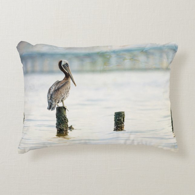 Pelican on Pole Decorative Cushion (Front)