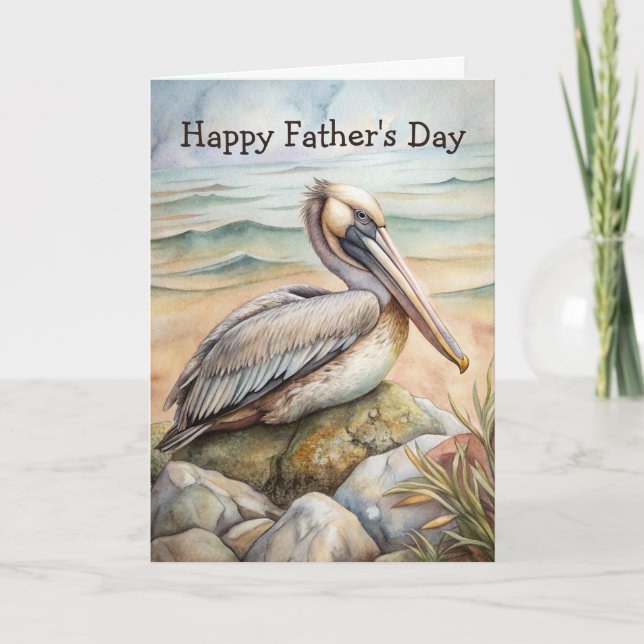 Pelican on the Beach Father's Day Card (Front)