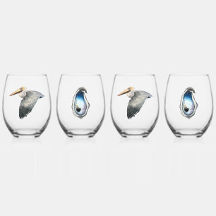 Pelican & Oyster Stemless Wine Glass - 4 set