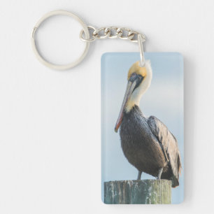 Pelican perched on pylon key ring